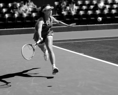 Tennis player in black and white